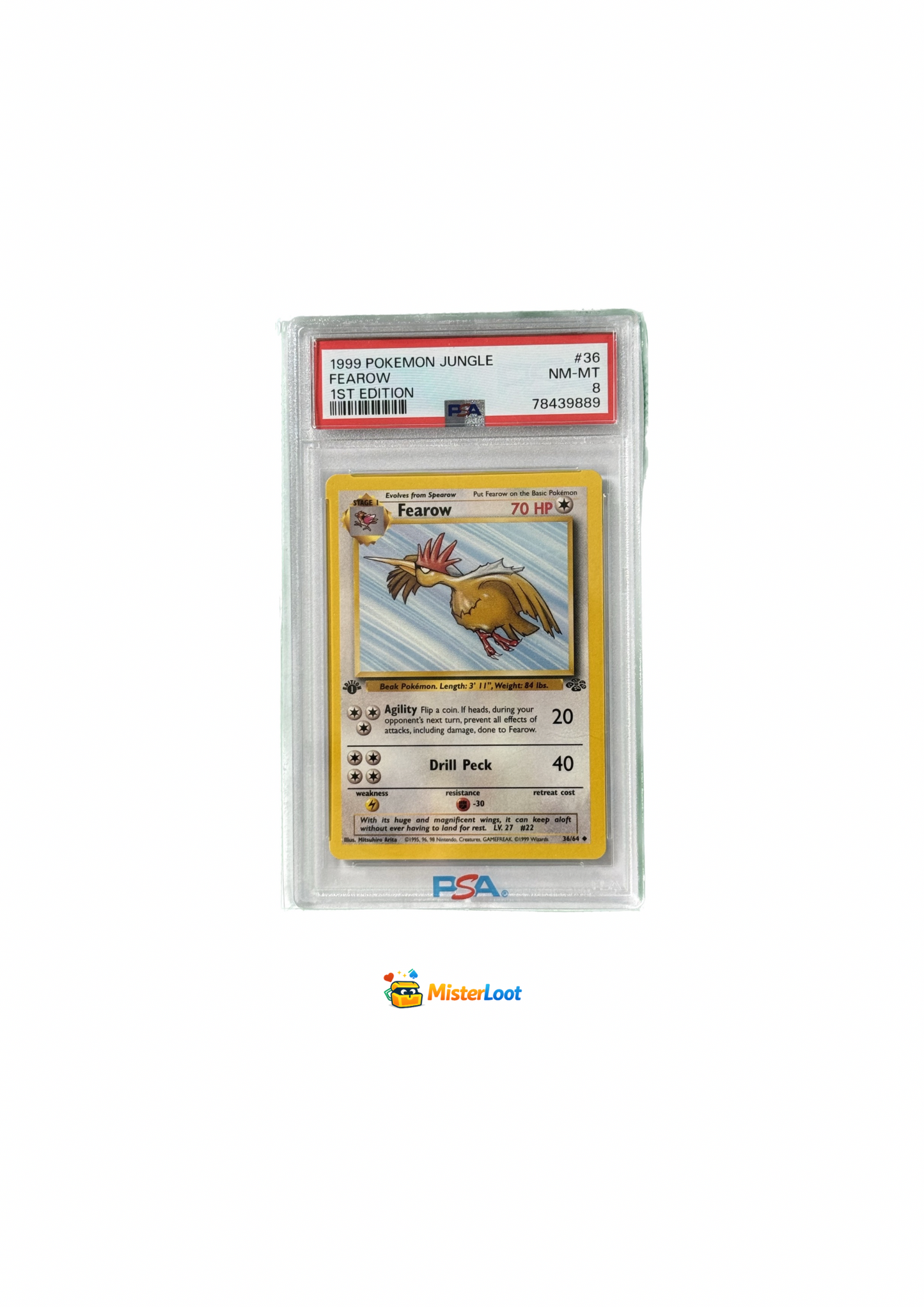 1999 Pokemon Jungle 1st Edition #36 Fearow PSA 8
