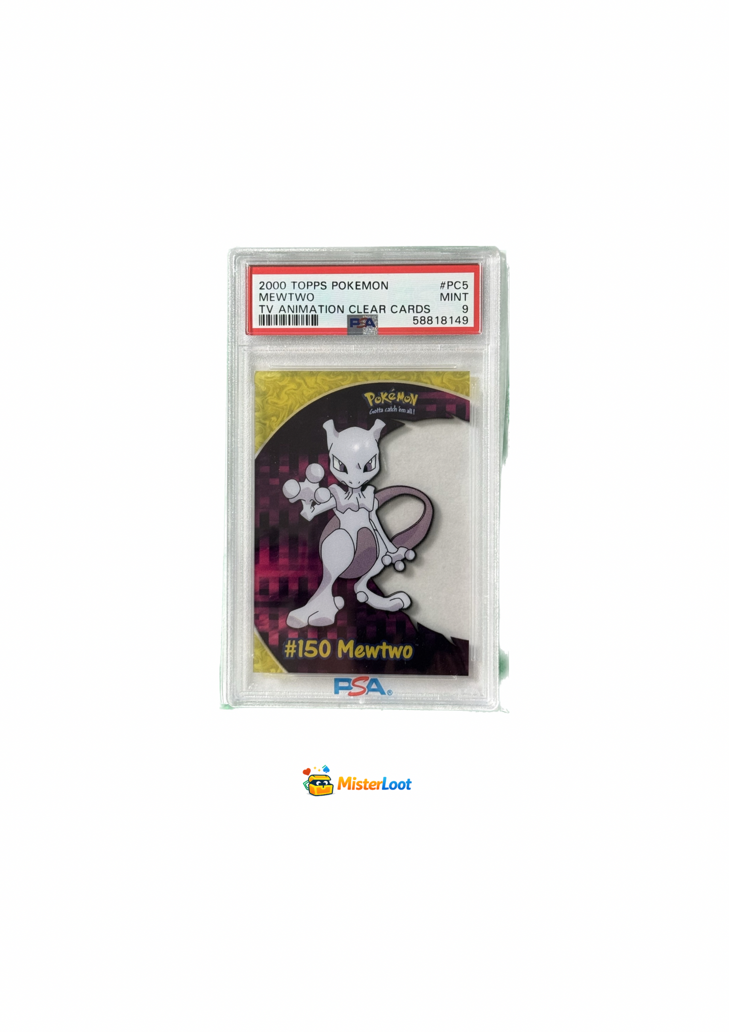 2000 Topps Pokemon PSA 9 Mewtwo TV Animation Clear Cards #PC5